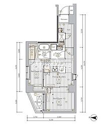 ミライズ錦糸町マーロ 2DKの間取図画像