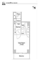 プライムアーバン亀戸 1Kの間取図画像