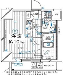 レガリス亀戸 1Kの間取図画像