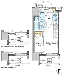 プラウドフラット亀戸ステーションPLACE 1DKの間取図画像