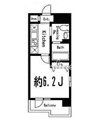 ドゥーエ西大島2 1Kの間取図画像