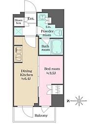 ウエリスアーバン錦糸町 1DKの間取図画像