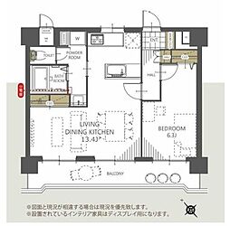 朝日プラザ越谷 1LDKの間取図画像