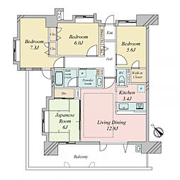 アンピール千早駅前通り 4LDKの間取り