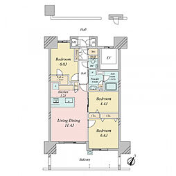 センターマークスレジデンス 3LDKの間取図画像