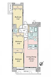 コアマンション神屋町 3LDKの間取図画像