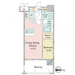 エンクレスト香椎セピア通り 1LDKの間取図画像