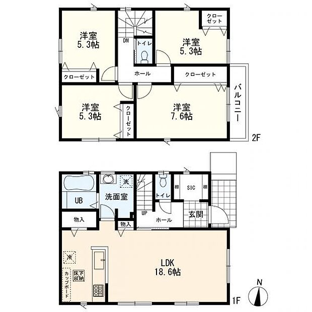 4ＬＤＫ＋カースペース3台分　1号棟