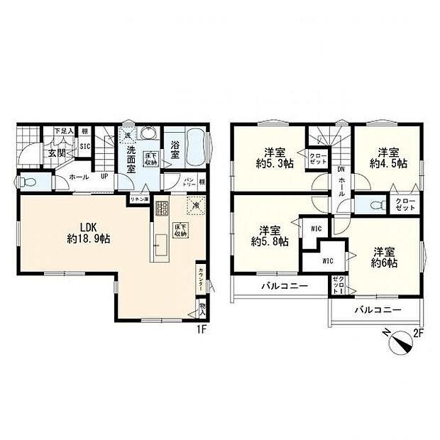 1号棟間取図　4ＬＤＫ