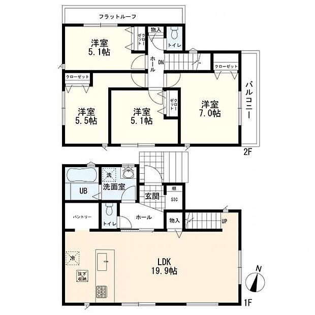 4LDK+カースペース2台分 1号棟