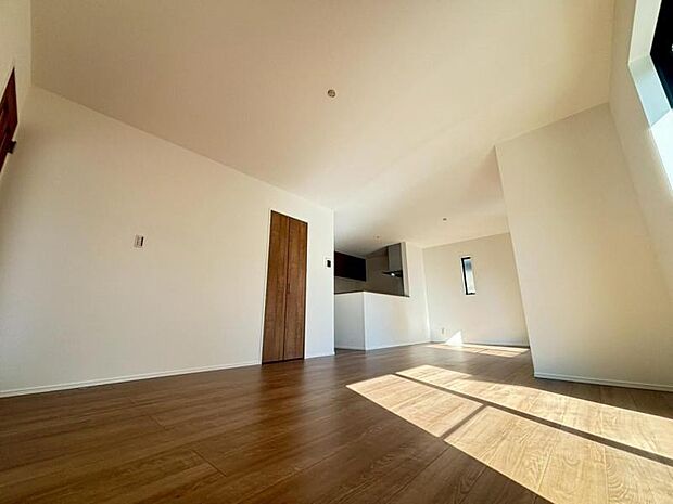 大きなソファを置いてゆったりとご生活頂けるリビング。家族が集まる場所だからこそゆったりとした空間を実現しています。