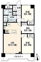 サニーハイツ 2LDKの間取り