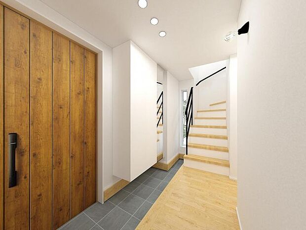 玄関内観パース