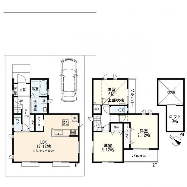 3LDK+カースペース B号棟