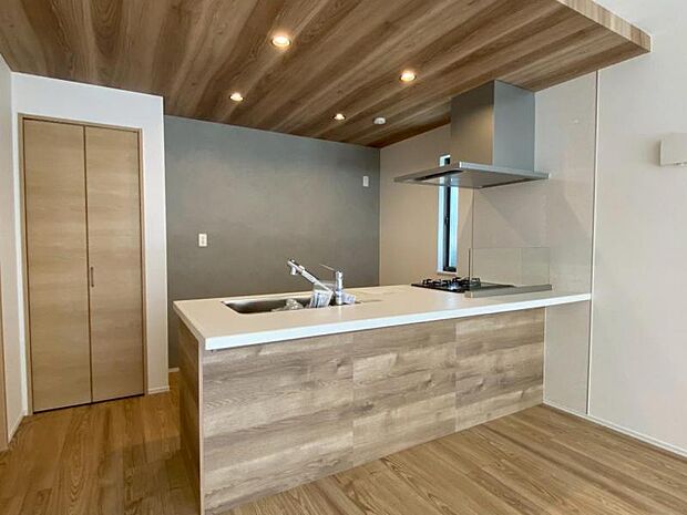 ご家族と顔を合わせながら調理できるカウンタータイプのキッチンは、開放的な雰囲気を創ります。