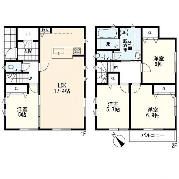 4LDK+カースペース 1号棟