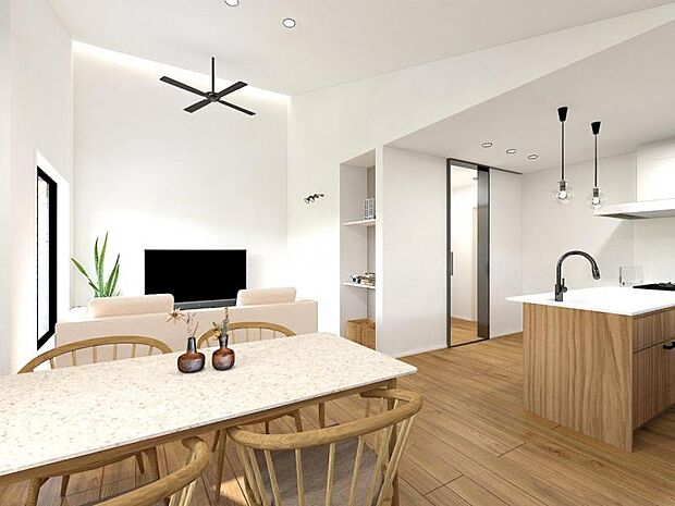 リビング内観パース