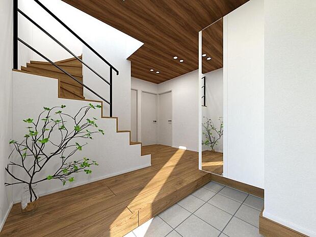 玄関内観パース