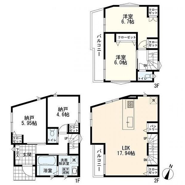 2LDK+2S+カースペース 1号棟