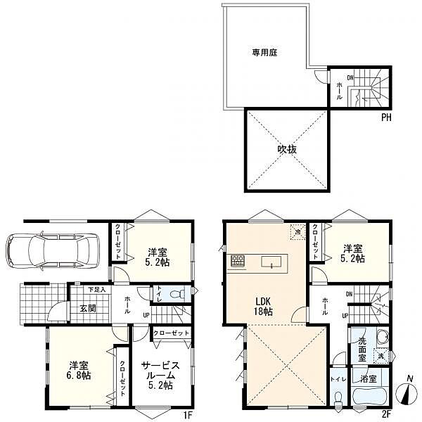 建物参考プラン（建物面積114.26ｍ2・3SLDK・参考価格2300万円）