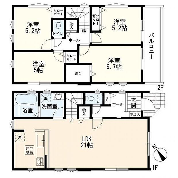 4LDK+カースペース2台分 1号棟