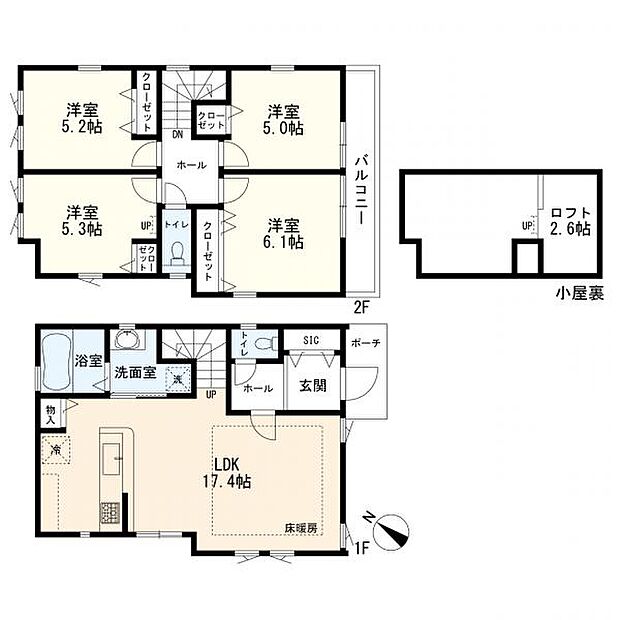 1号棟間取図(4LDK)