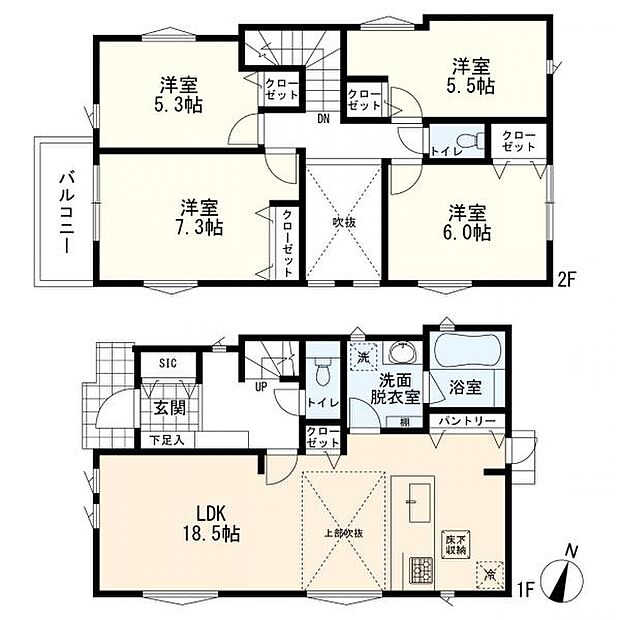 4ＬＤＫ＋カースペース2台分　1号棟