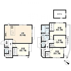 間取り:間取図(4LDK+ロフト) 間取り:間取図(4LDK+ロフト)