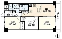 ライオンズマンション上大岡第6 2SLDKの間取図画像