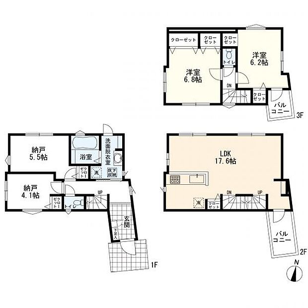 間取図 2号棟 2LDK+2S