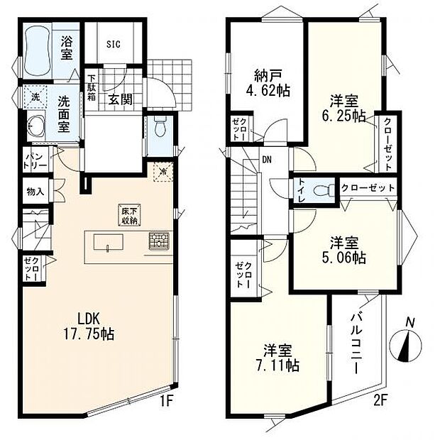 1号棟間取図 3LDK+S