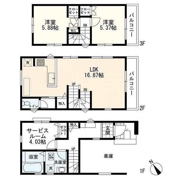 1号棟間取図 2LDK+S