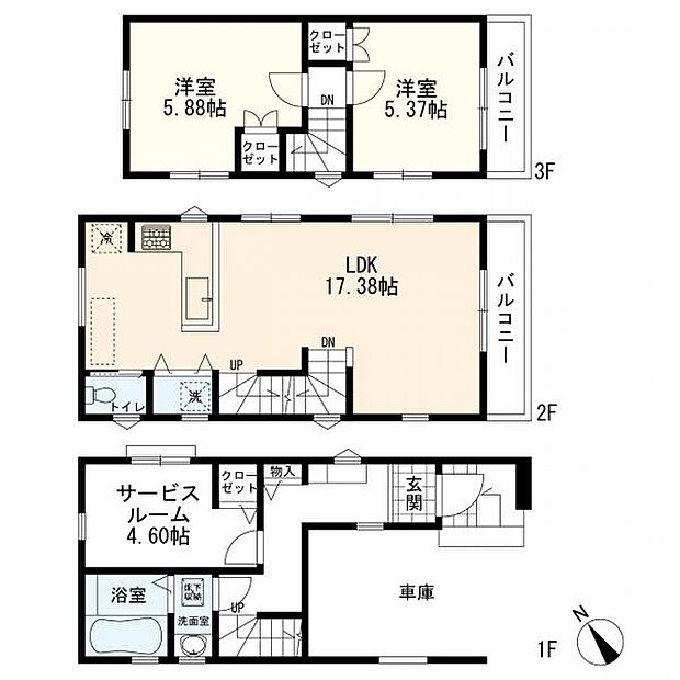2号棟間取図　2ＬＤＫ＋Ｓ