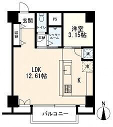 ライオンズマンション六本木 1LDKの間取図画像