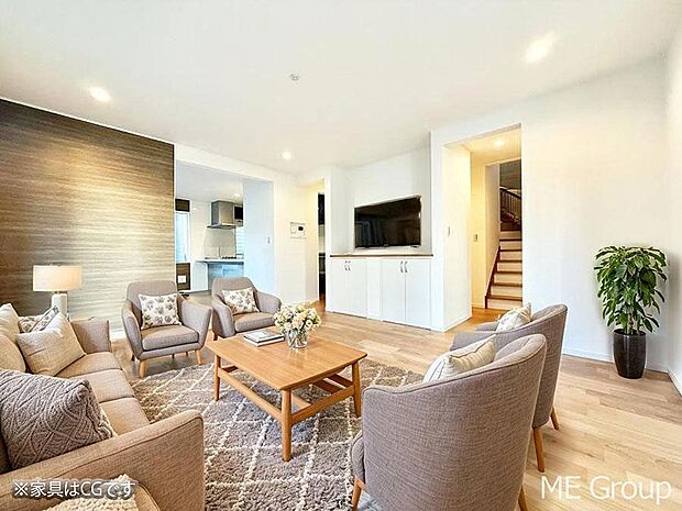 ■家族が自然と集まり、楽しい時間を過ごせるリビング