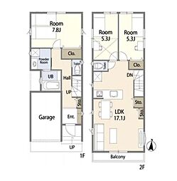 横浜市金沢区富岡西3丁目　新築未入居戸建　全1棟 3LDKの間取り