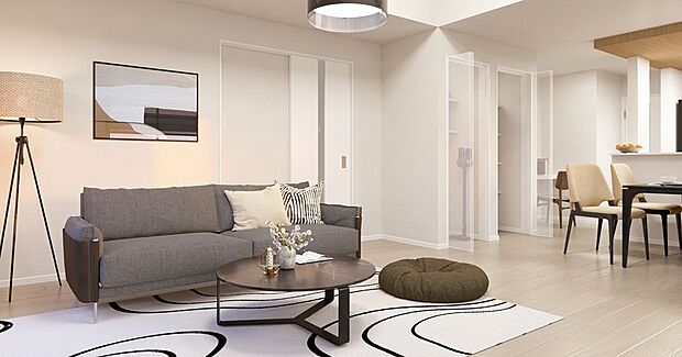 ■完成予想図(内観)■家族の顔を見ながら料理ができる対面キッチンを採用