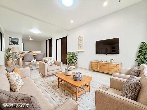 白を基調としたリビングはどんなインテリアにもマッチします