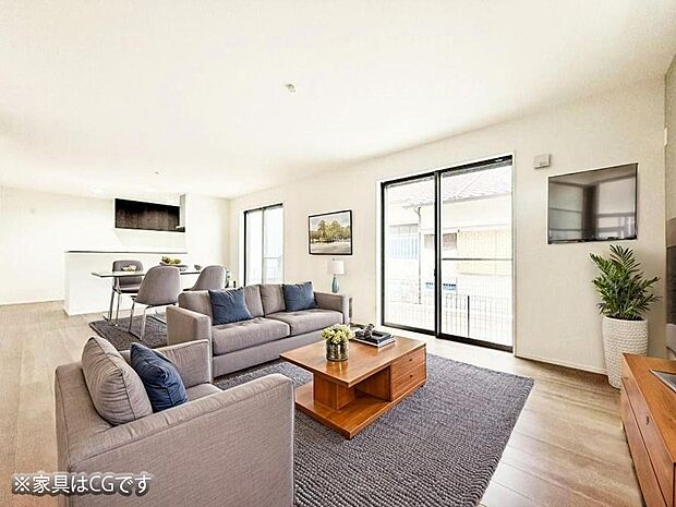 ■くつろぎもおもてなしも叶える柔軟なリビング※家具はCGです