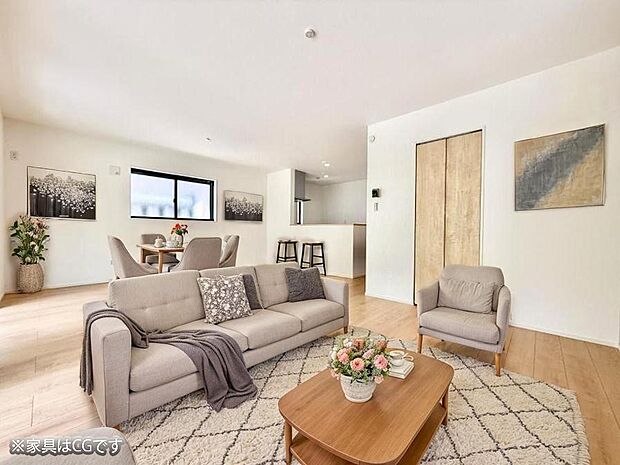 ■くつろぎもおもてなしも叶える柔軟なリビング※家具はCGです