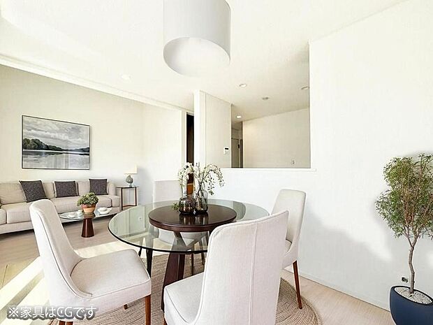 ■くつろぎもおもてなしも叶える柔軟なリビング※家具はCGです