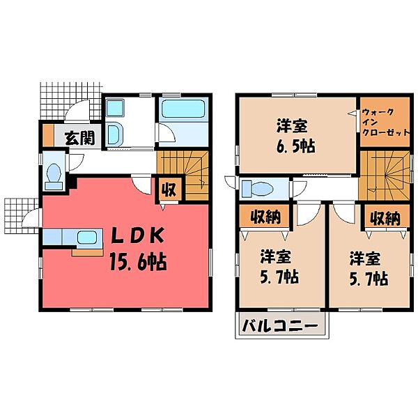 栃木県宇都宮市東宝木町(賃貸一戸建3LDK・1階・83.88㎡)の写真 その2