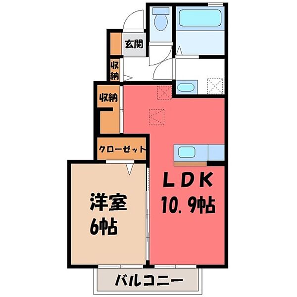 栃木県宇都宮市今宮1丁目(賃貸アパート1LDK・1階・42.57㎡)の写真 その2