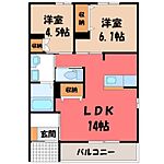 下野市文教2丁目 2階建 築13年のイメージ