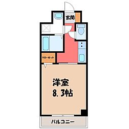 IRMS III 4階1Kの間取り