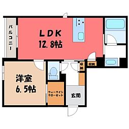 ベトン アジュール しょうわ 1階1LDKの間取り