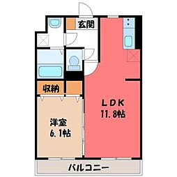グラン・パスモ 2階1LDKの間取り