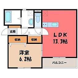 リベラルコート 1階1LDKの間取り