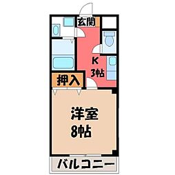 アルザス3 1Kの間取図画像