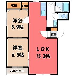 ミヤビタウンB 2LDKの間取図画像